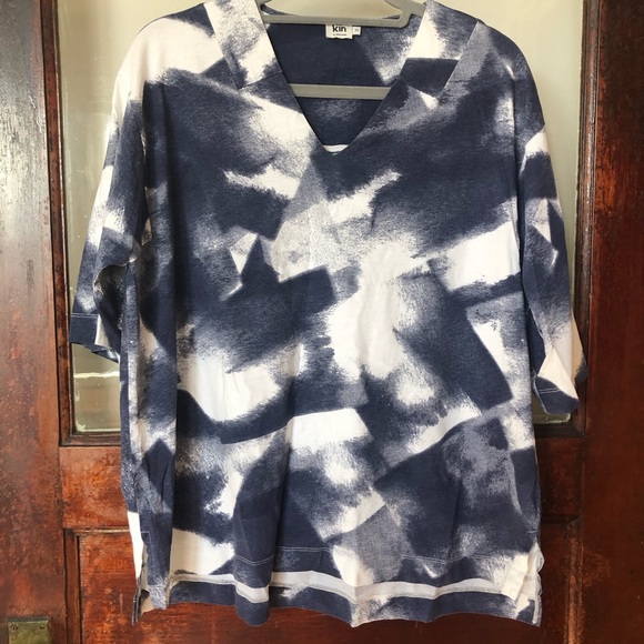 Kin by John Lewis Cotton Pullover Tunic Abstract Print Oversized Lagenlook M/L - Picture 4 of 11